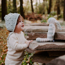 Load image into Gallery viewer, Teal Organic Stripey Bunny Knit Toy
