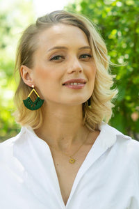 Bess Green Tassel Earrings