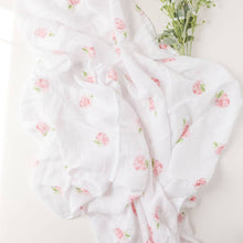 Load image into Gallery viewer, Muslin Swaddle Blanket for Girls, Floral - Rose Garden
