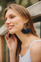 Load image into Gallery viewer, Ava Light Gray Tassel Earrings
